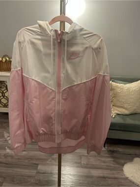 Nike Women’s Pink and White Colorblock Bomber Jacket